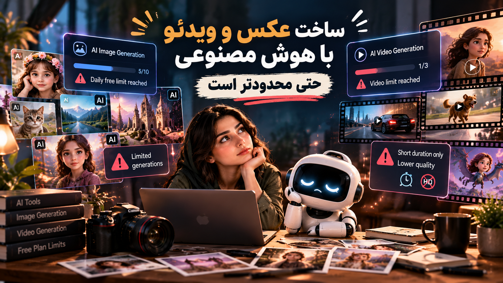 ساخت عکس و ویدئو با هوش مصنوعی و محدودیت ابزارهای رایگان تولید محتوای AI