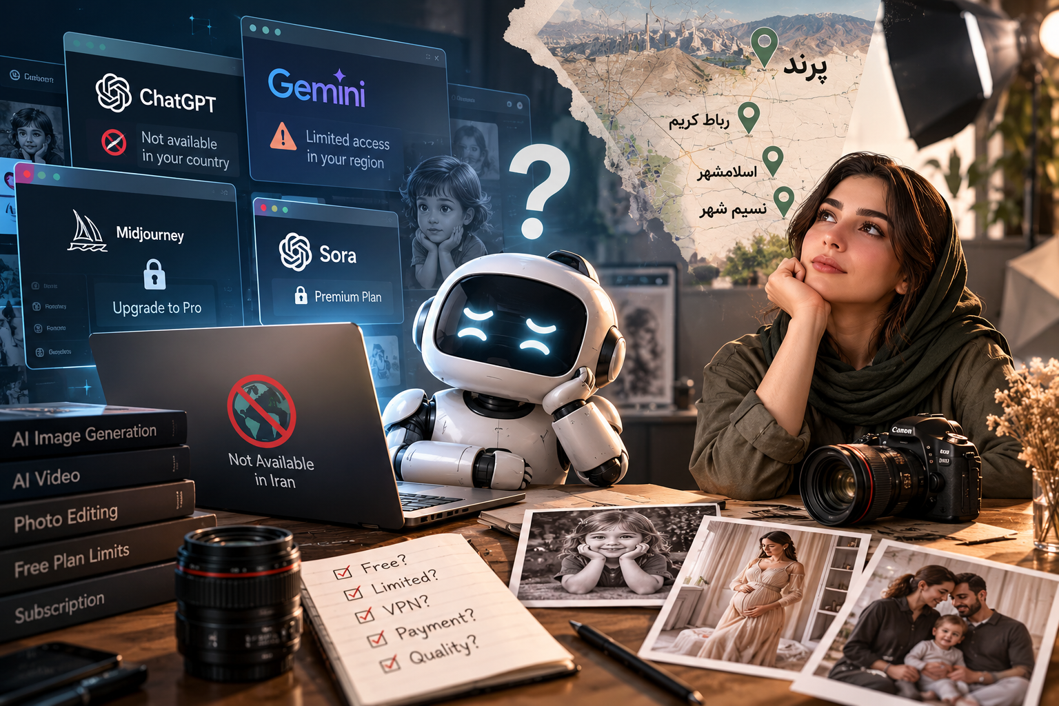 محدودیت استفاده از هوش مصنوعی رایگان در ایران برای ساخت عکس و ویدئو